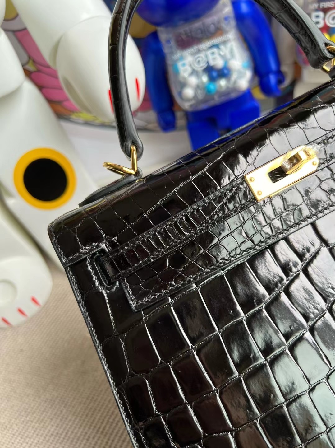 Hermès Kelly 25 亮面尼羅鱷魚 Shiny Nilo Crocodile Noir 黑色 金扣