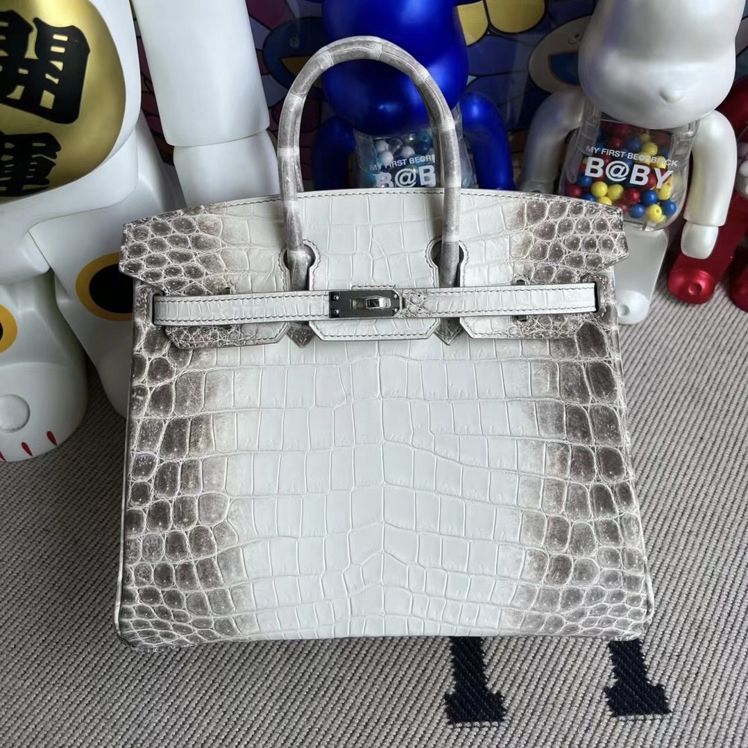 Republic of Indonesia Hermès Birkin 25 Himalayan BLANC Crocodile Stamp U