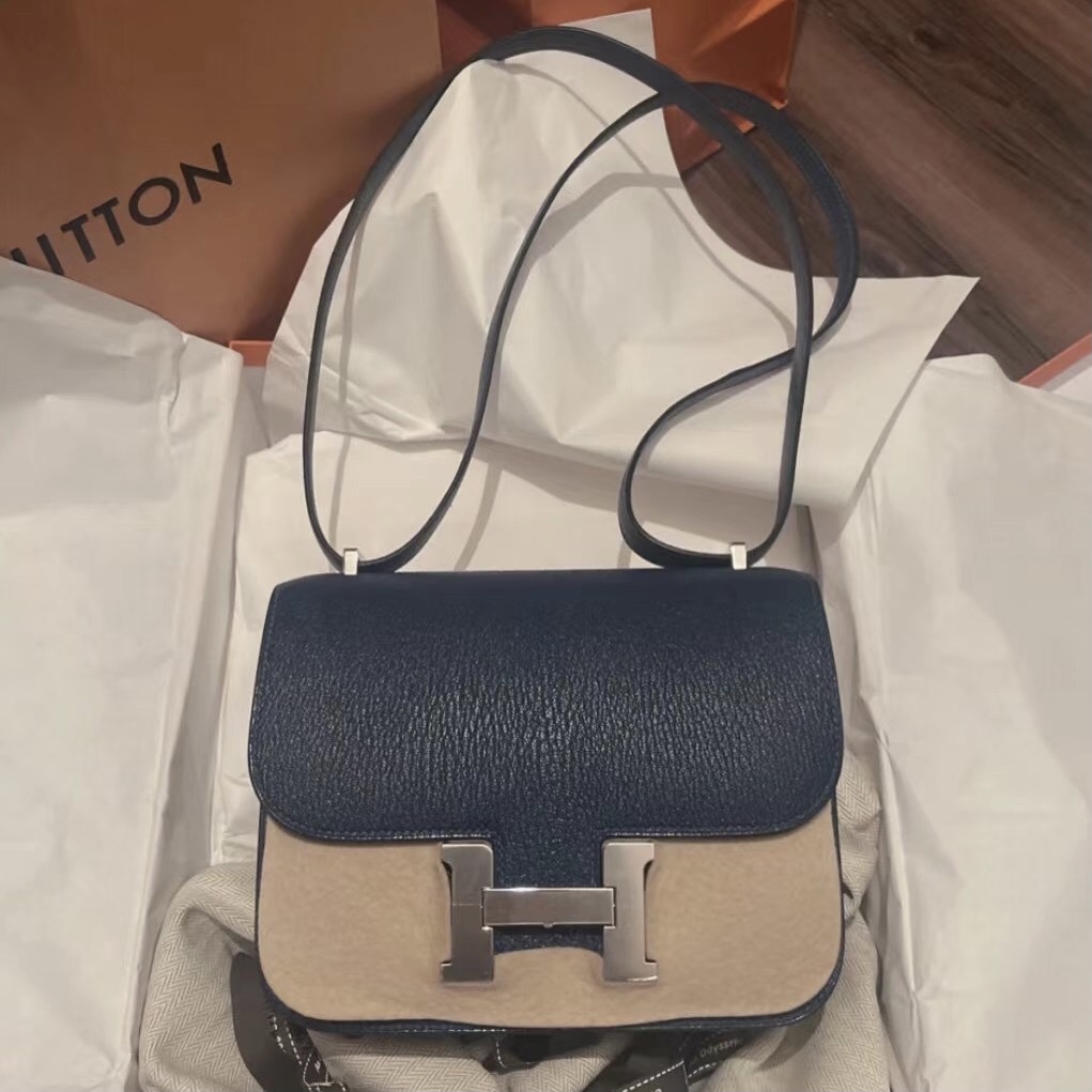 Hermès Constance 18 Chevre S4 Deep Blue 深邃藍 內拼 U1 Vert Verone 維羅納綠