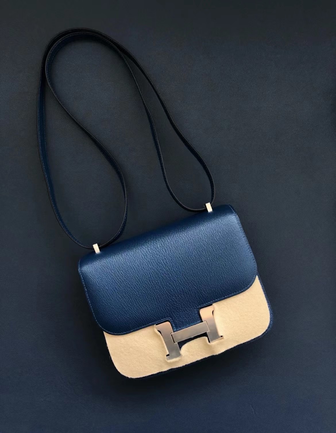 Hermès Constance 18cm Chevre W0 Vert Bosphore Deep Blue