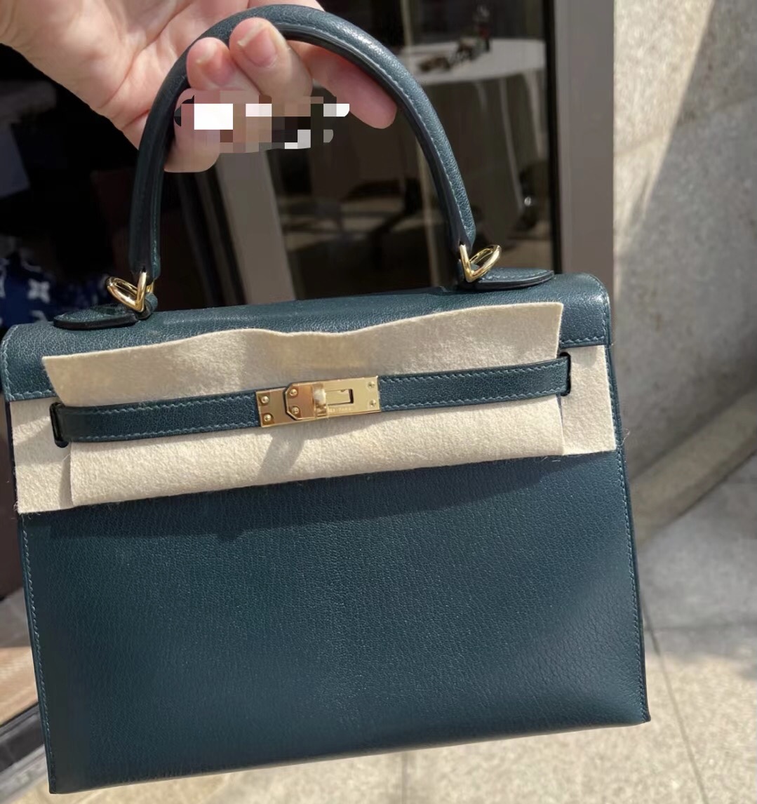 臺灣愛馬仕包包網站 Hermès Kelly 25 Chevre 6O Vert Cypress 鬆柏綠 接受定制