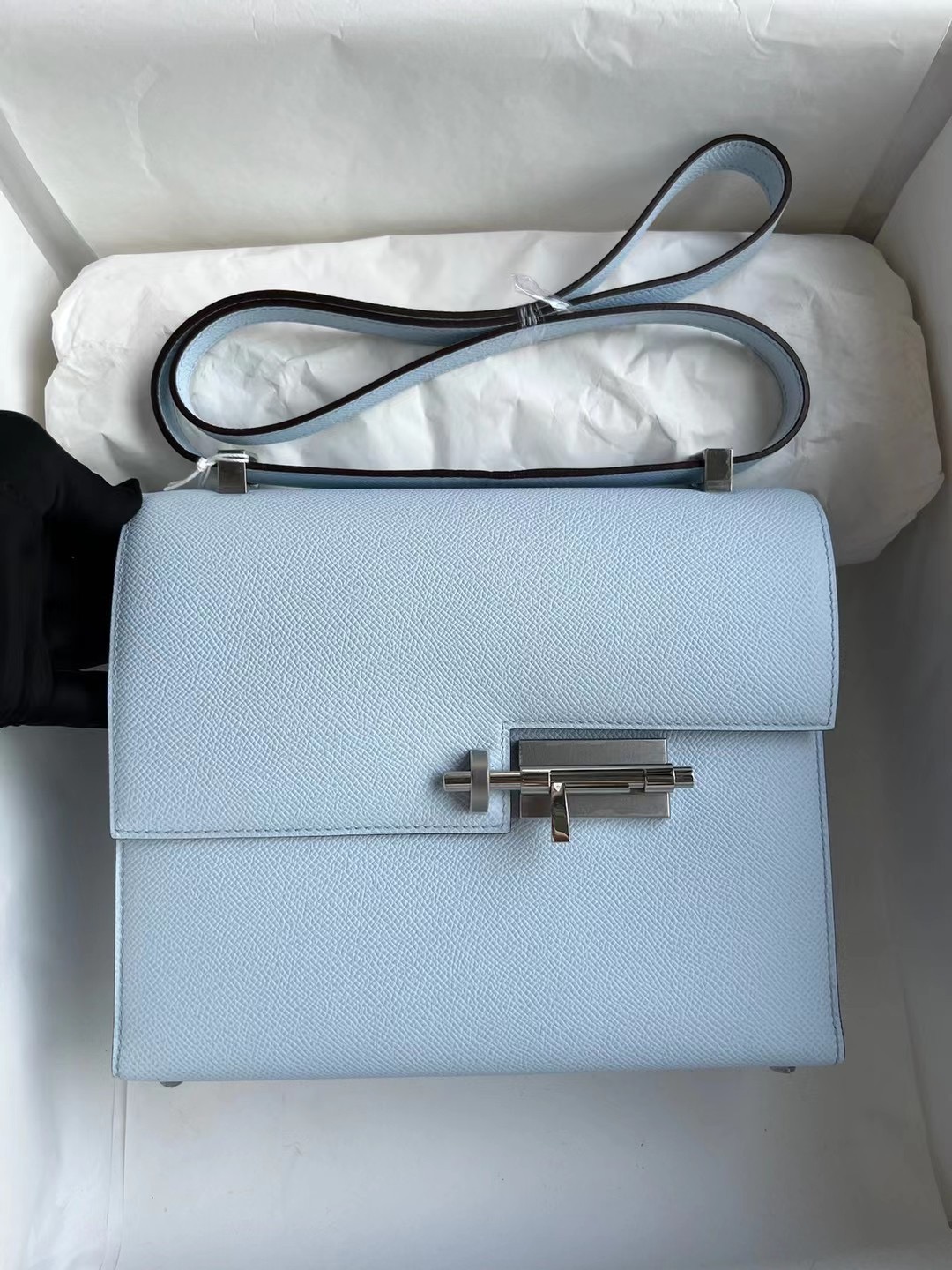 Hermès Verrou 21 Epsom calfskin T0 Blue Brume 霧藍色 銀扣 Stamp U