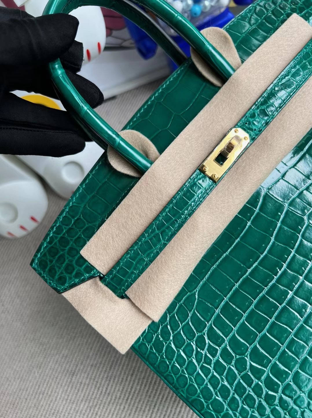 新加坡愛馬仕包包價格 Hermès Birkin 25 亮面倒V澳洲灣鱷6Q Very Emerald 金扣