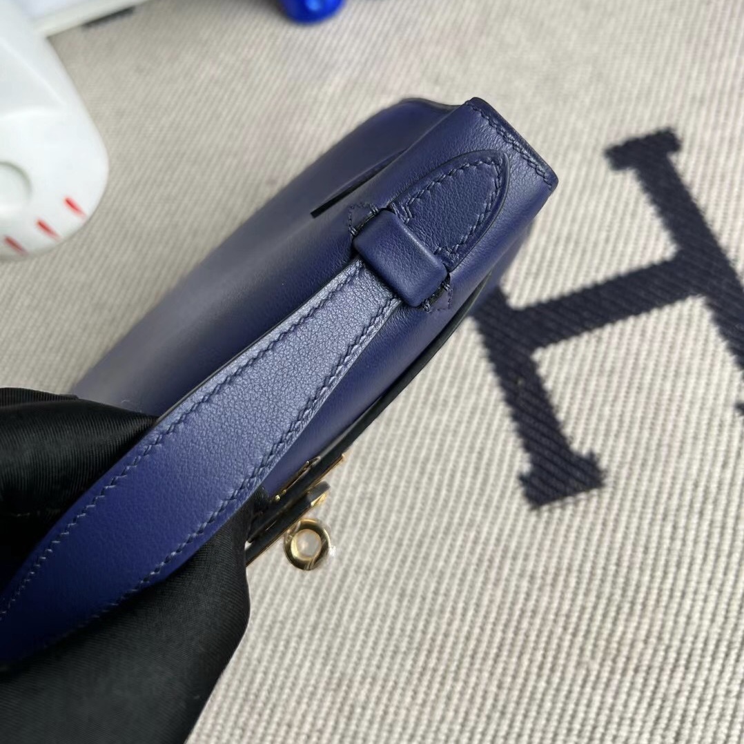 Vietnam Hanoi Hermes MiniKelly Pochette Swift M3 Blue Encre 墨水藍 金扣