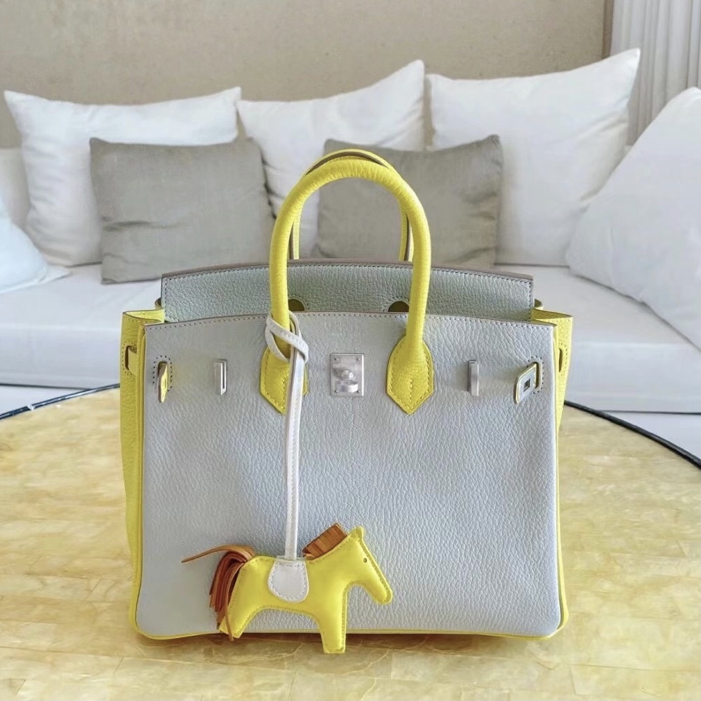 最新愛馬仕海淘攻略 Hermès Birkin 25 Chevre 80 Gris Perle/9R Lime 拉絲銀扣
