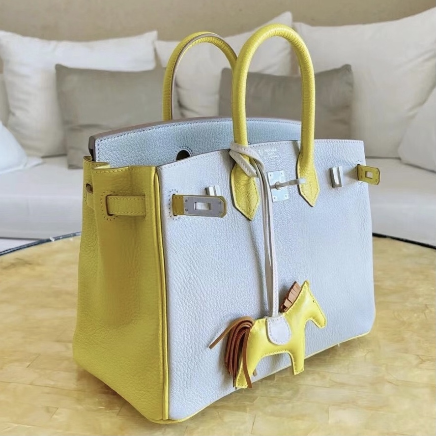 最新愛馬仕海淘攻略 Hermès Birkin 25 Chevre 80 Gris Perle/9R Lime 拉絲銀扣