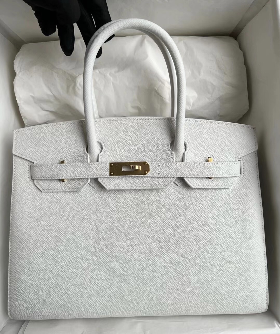 新加坡愛馬仕鉑金包30外縫價格 Hermès Birkin 30 Sellier Epsom 01 Pure white GHW