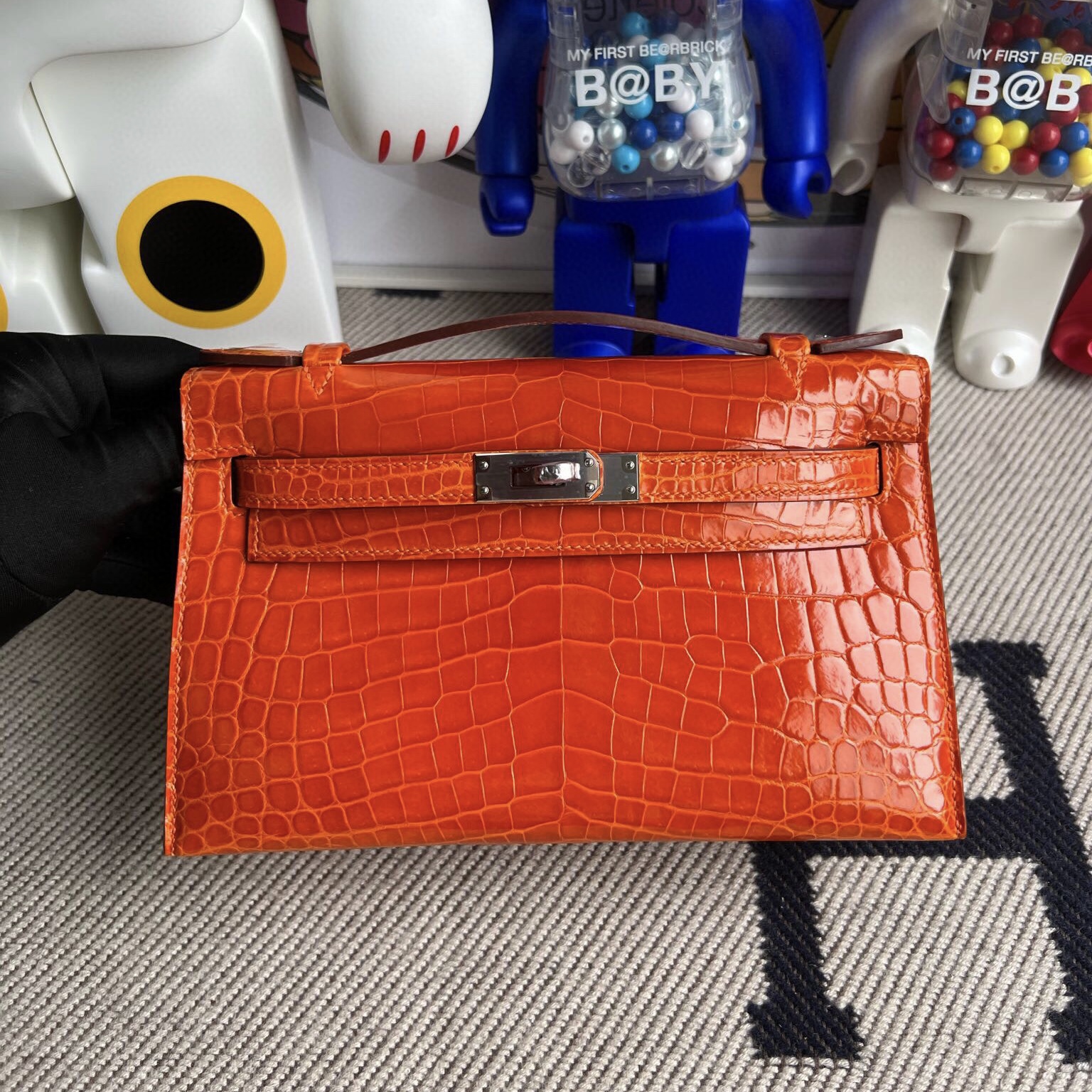 Malaysia Hermès Mini Kelly Pochette Mississippiensis Alligator 93 Orange橙色銀扣