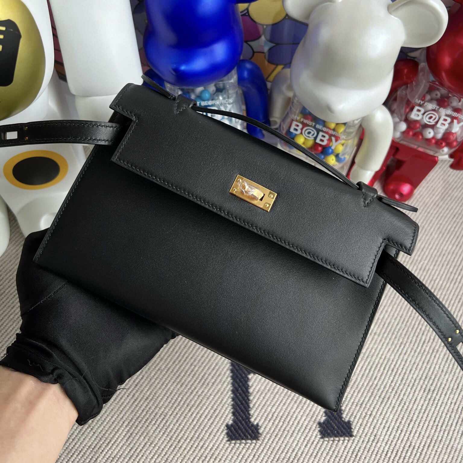 Canada Ottawa Hermès Mini Kelly Pochette Swift calfskin 89 Noir 黑色金扣