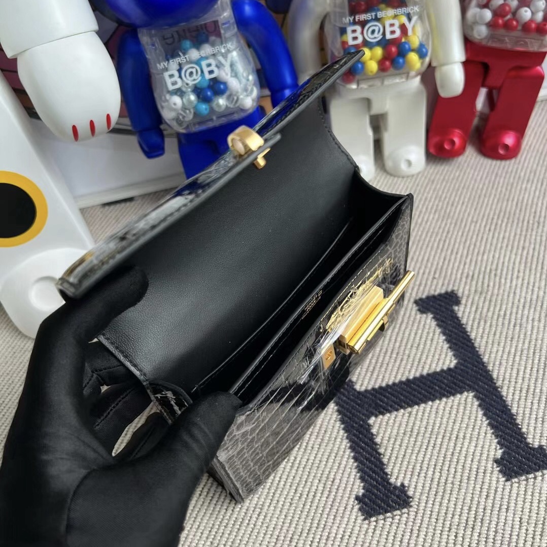 singapore website bag price and pictures Hermès Verrou MINI Noir 美洲鱷魚