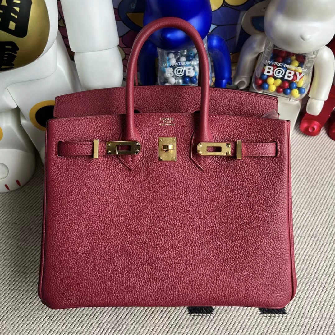 Canada Hermès Birkin 25 Togo K1 Rouge Grenat 石榴紅 金扣 全手工蜜蠟線縫制