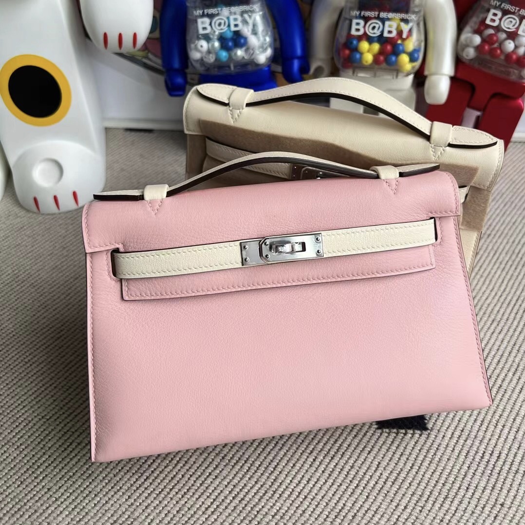 singapore Hermès Mini Kelly Pochette Swift 3Q Rose Saiura 10 Craie PHW