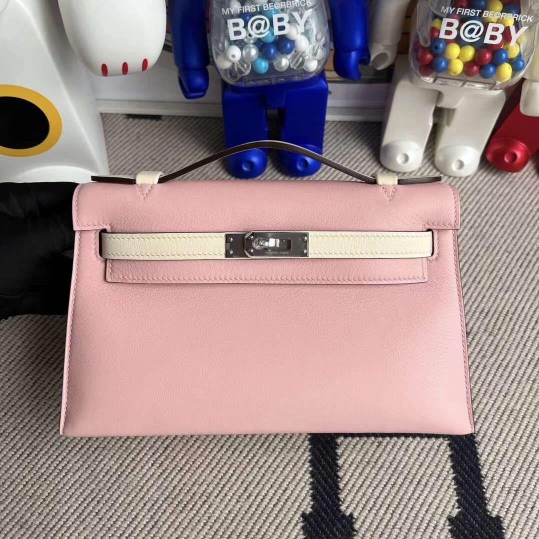 singapore Hermès Mini Kelly Pochette Swift 3Q Rose Saiura 10 Craie PHW