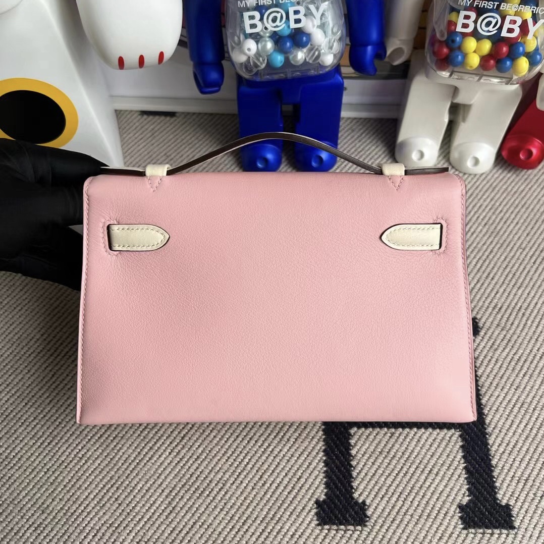 singapore Hermès Mini Kelly Pochette Swift 3Q Rose Saiura 10 Craie PHW