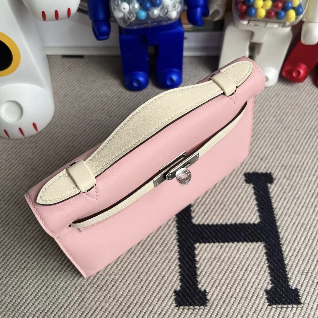 singapore Hermès Mini Kelly Pochette Swift 3Q Rose Saiura 10 Craie PHW