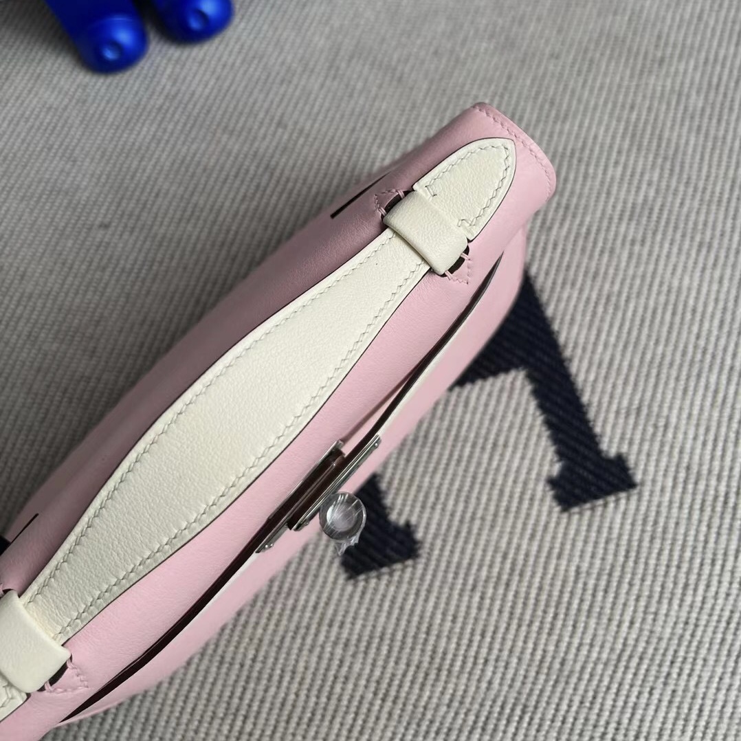 singapore Hermès Mini Kelly Pochette Swift 3Q Rose Saiura 10 Craie PHW