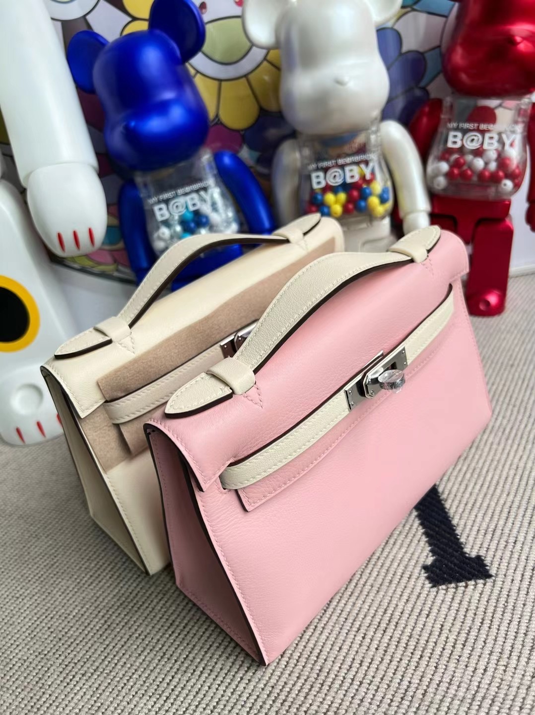 singapore Hermès Mini Kelly Pochette Swift 3Q Rose Saiura 10 Craie PHW