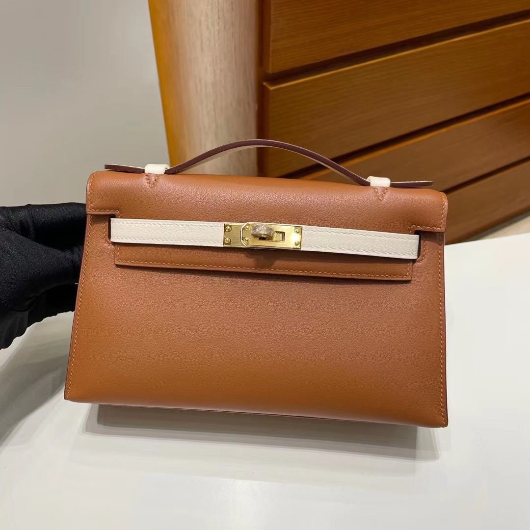 singapore website Hermès MiniKelly Pochette Swift 37 Gold /10 Craie GHW