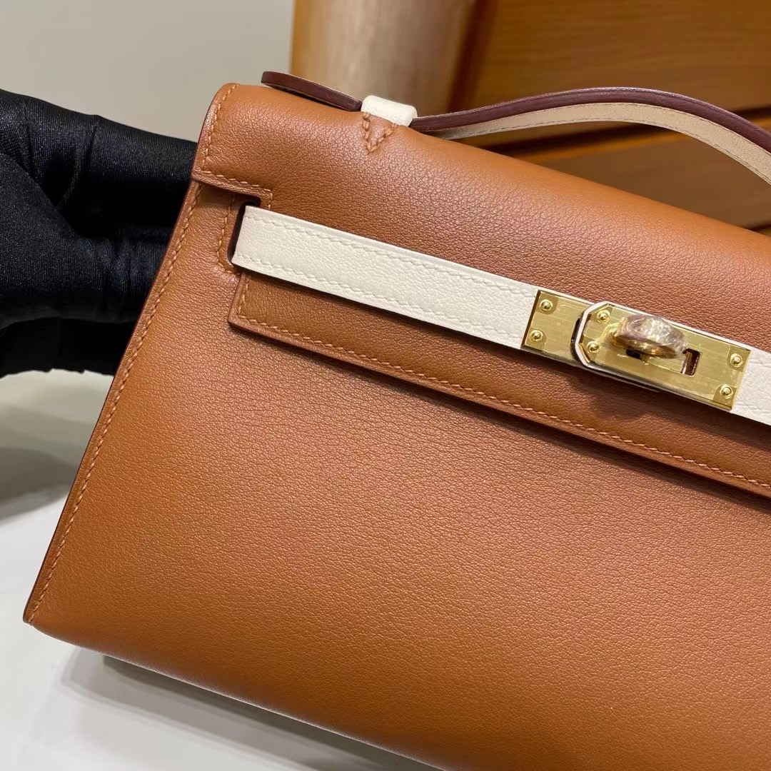 singapore website Hermès MiniKelly Pochette Swift 37 Gold /10 Craie GHW