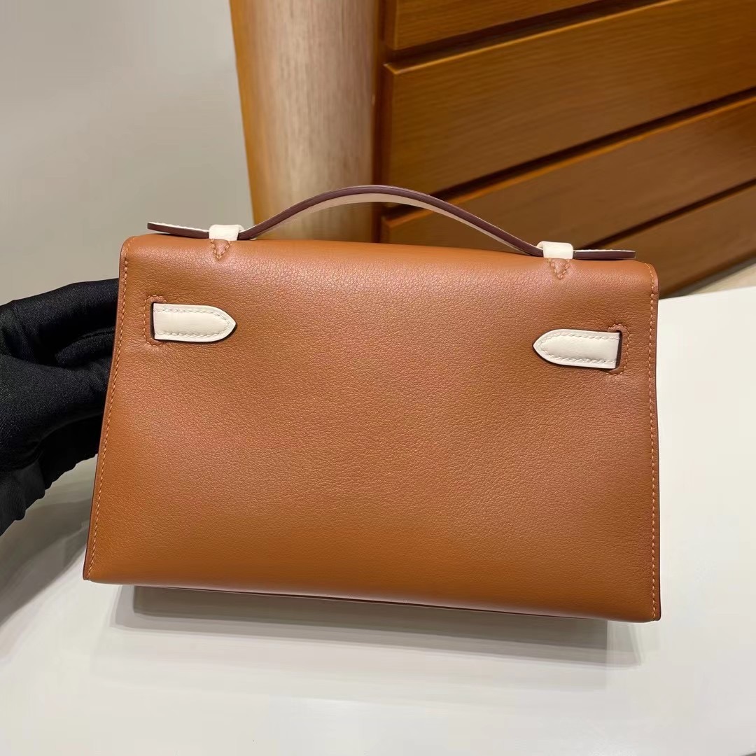 singapore website Hermès MiniKelly Pochette Swift 37 Gold /10 Craie GHW