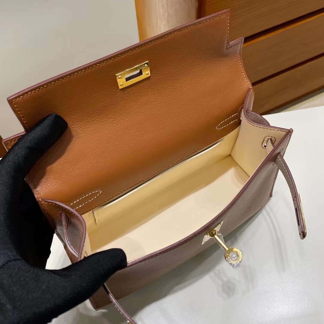 singapore website Hermès MiniKelly Pochette Swift 37 Gold /10 Craie GHW