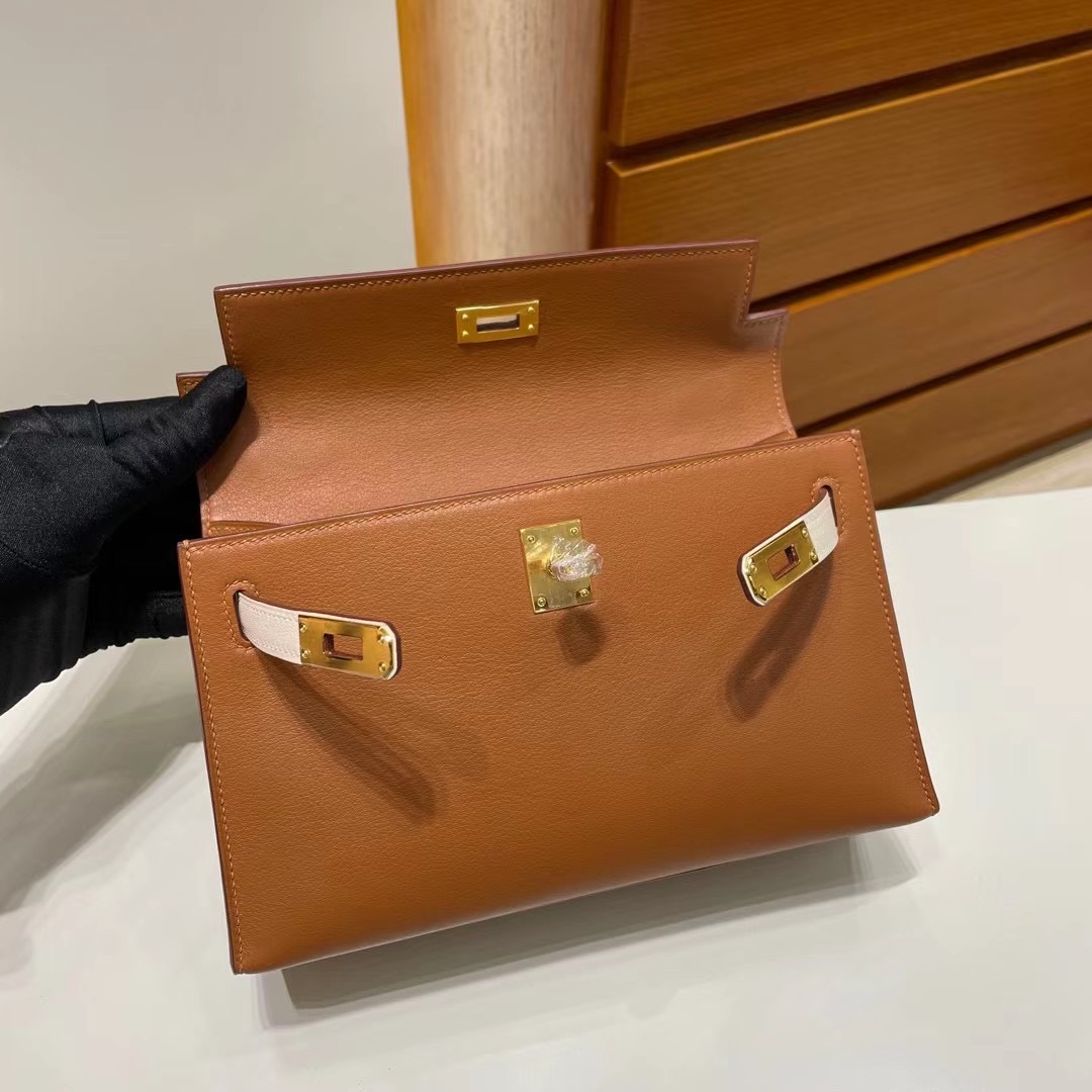 singapore website Hermès MiniKelly Pochette Swift 37 Gold /10 Craie GHW