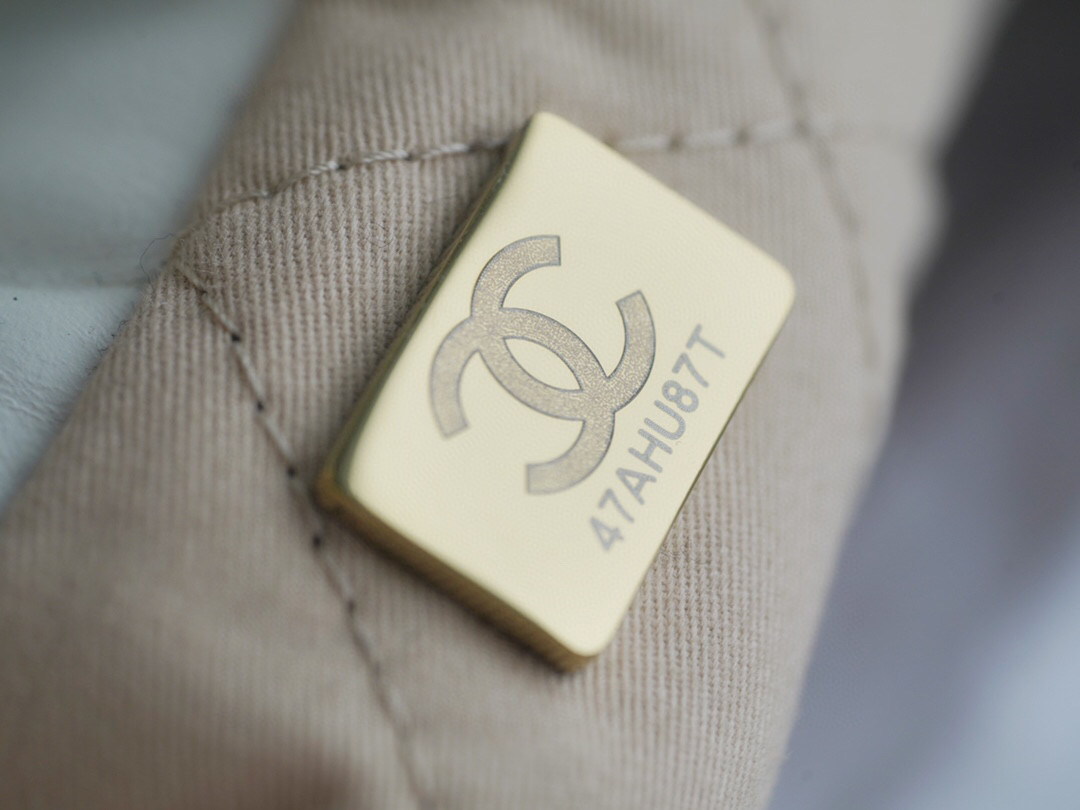 香奈兒包包官網最新款 CHANEL 22 小號手袋 白色 亮面小牛皮與金色金屬