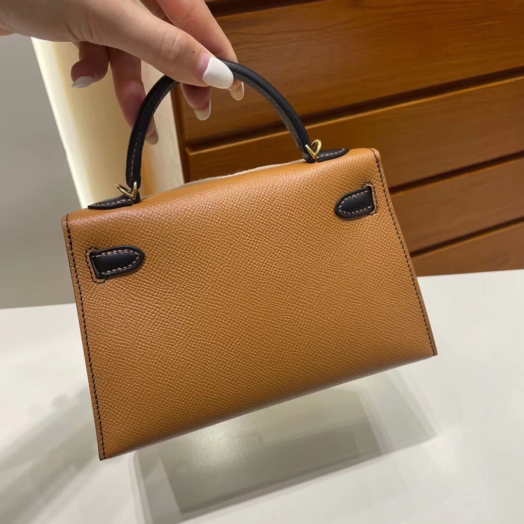 Hermès Mini Kelly II 2代 Epsom 37 Gold 金棕色 89 Noir 黑色 全手工蜜蠟線縫制