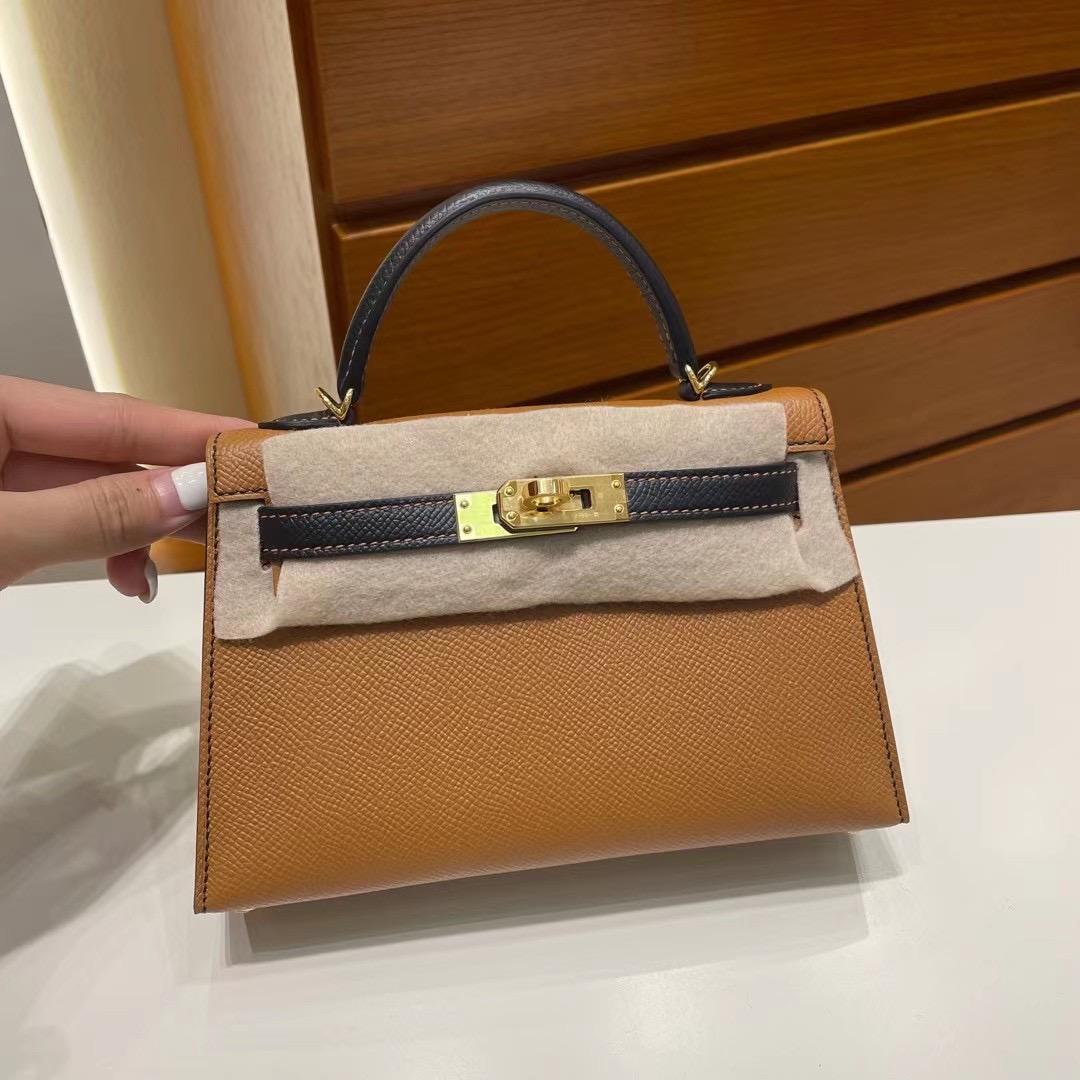 Hermès Mini Kelly II 2代 Epsom 37 Gold 金棕色 89 Noir 黑色 全手工蜜蠟線縫制