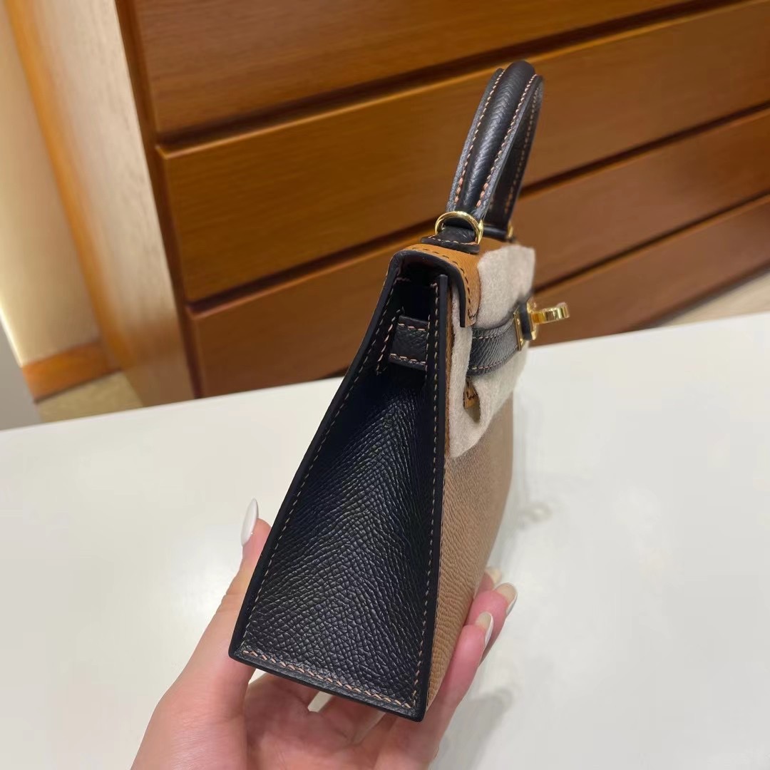 Hermès Mini Kelly II 2代 Epsom 37 Gold 金棕色 89 Noir 黑色 全手工蜜蠟線縫制