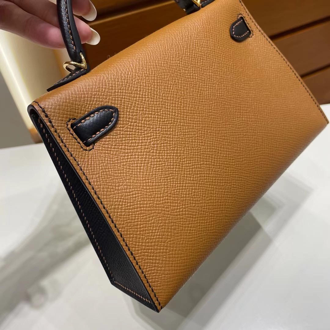 Hermès Mini Kelly II 2代 Epsom 37 Gold 金棕色 89 Noir 黑色 全手工蜜蠟線縫制