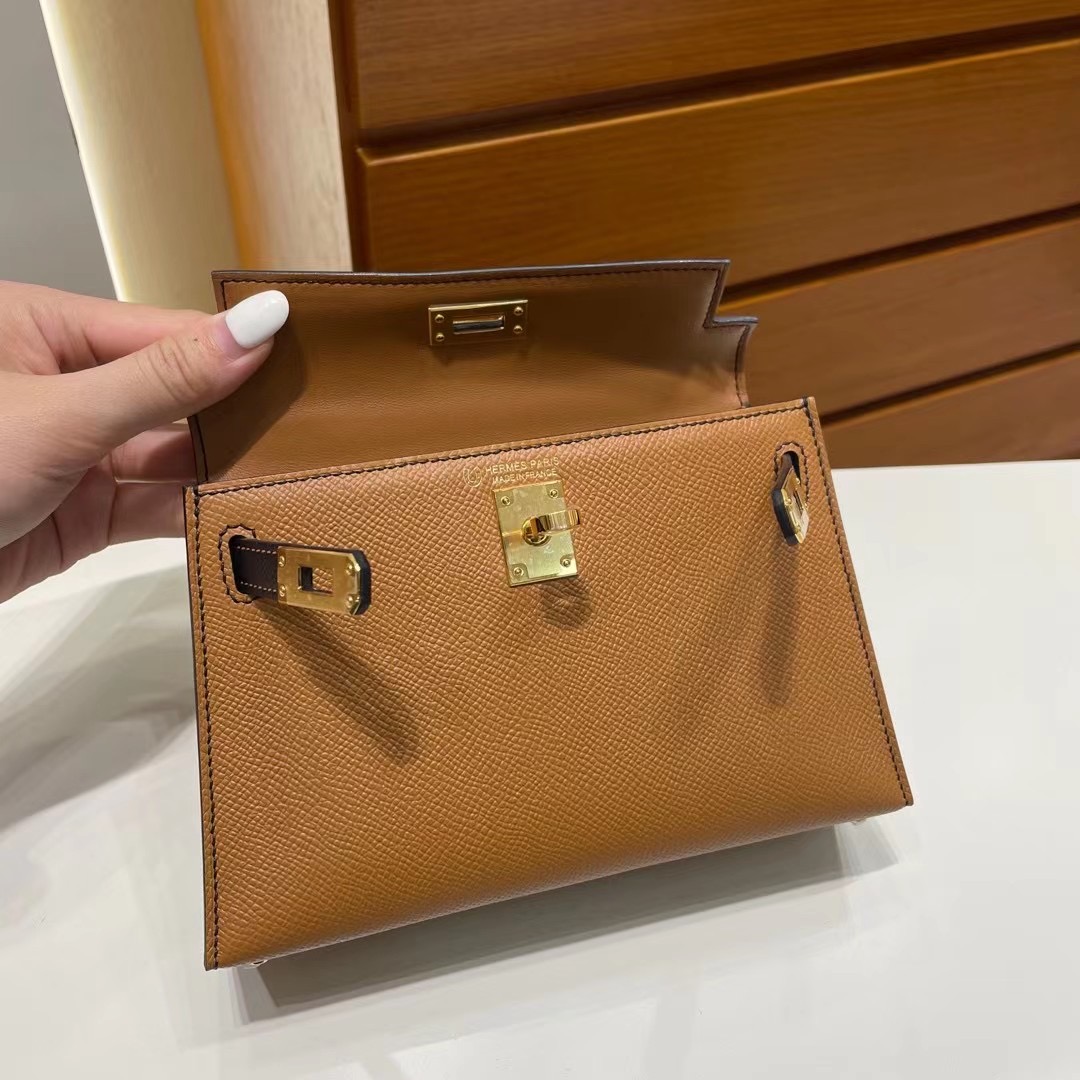 Hermès Mini Kelly II 2代 Epsom 37 Gold 金棕色 89 Noir 黑色 全手工蜜蠟線縫制