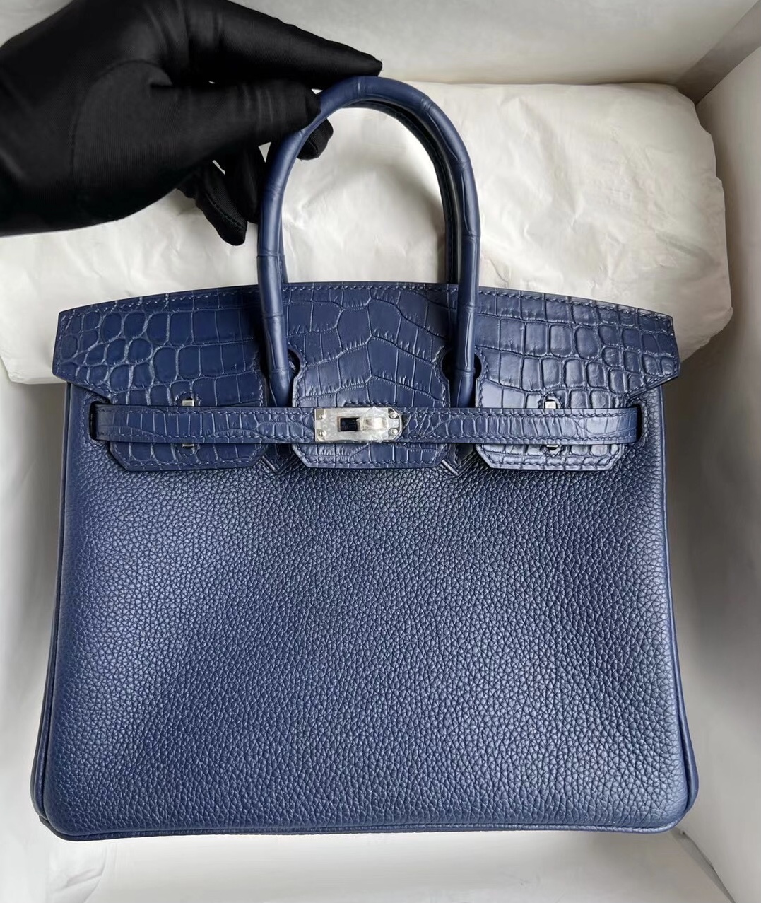 Hermès Birkin 25 Touch 73 Bleu Saphir 寶石藍 銀扣 全手工蜜蠟線縫制