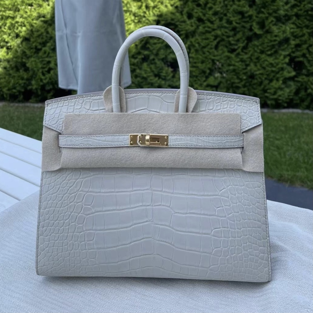 Hermès Birkin 25cm Sellier 外縫 8L Beton 金扣 GHW 霧面美洲鱷魚