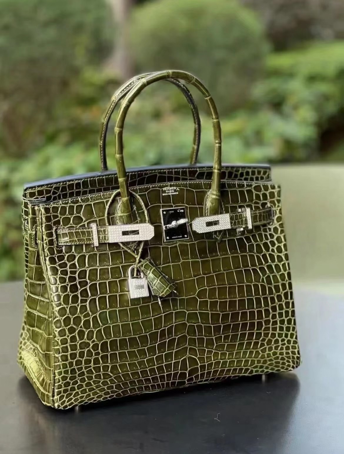 愛馬仕 Hermès 亮面倒V 澳洲灣鱷 6H Vert Veronese Birkin Kelly 25cm