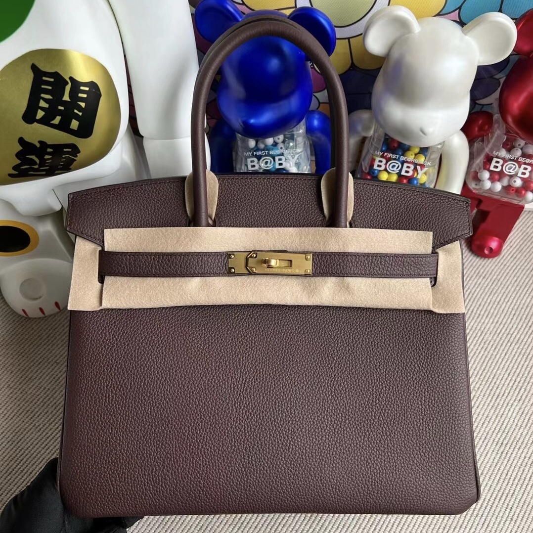 臺灣愛馬仕官方網址 Hermès Birkin 30 Togo 原廠皮革 0G Rouge Sellier 馬鞍紅 金扣