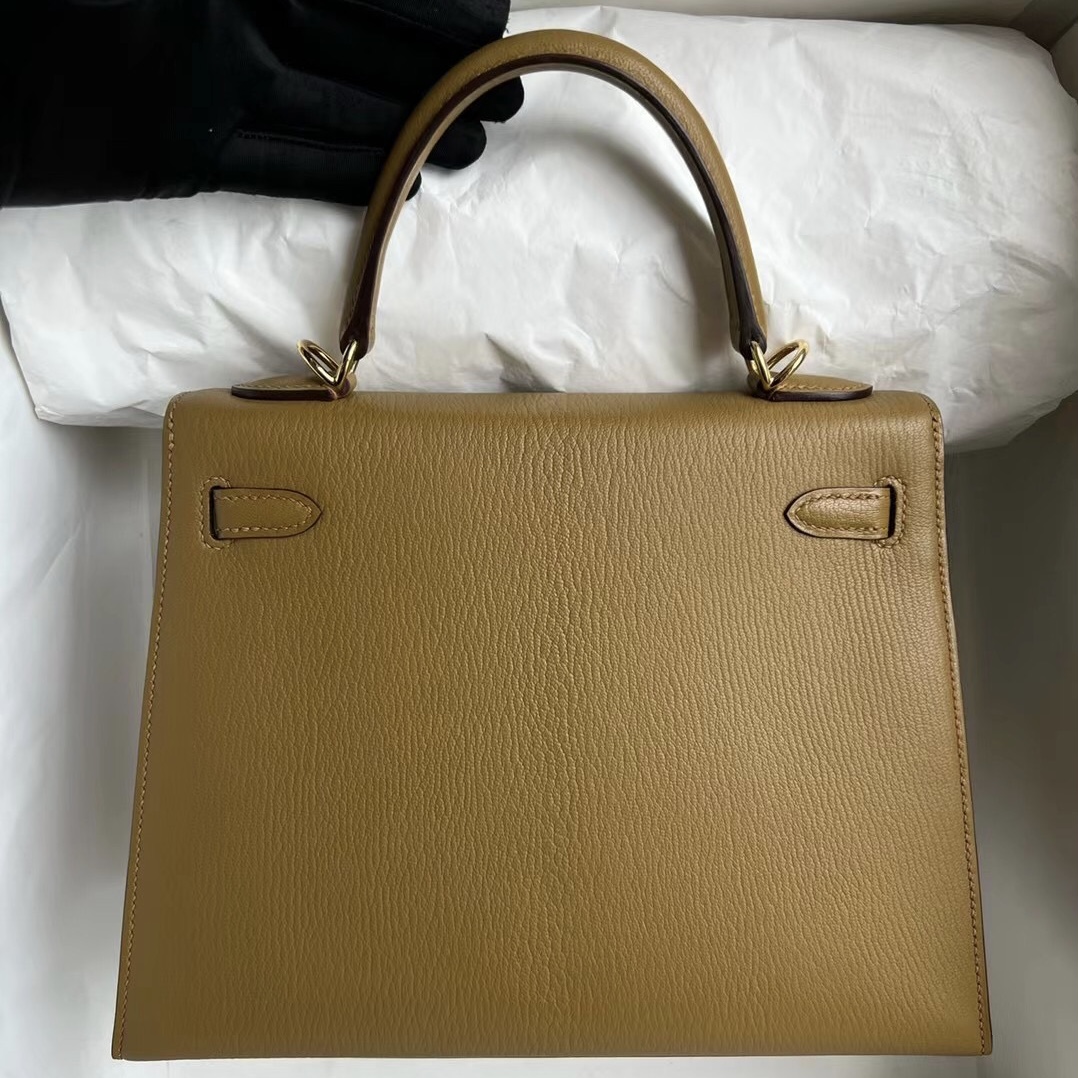 愛馬仕官網加拿大官網 Hermès Kelly 25 Chevre 2H Kraft 牛皮紙色 金扣