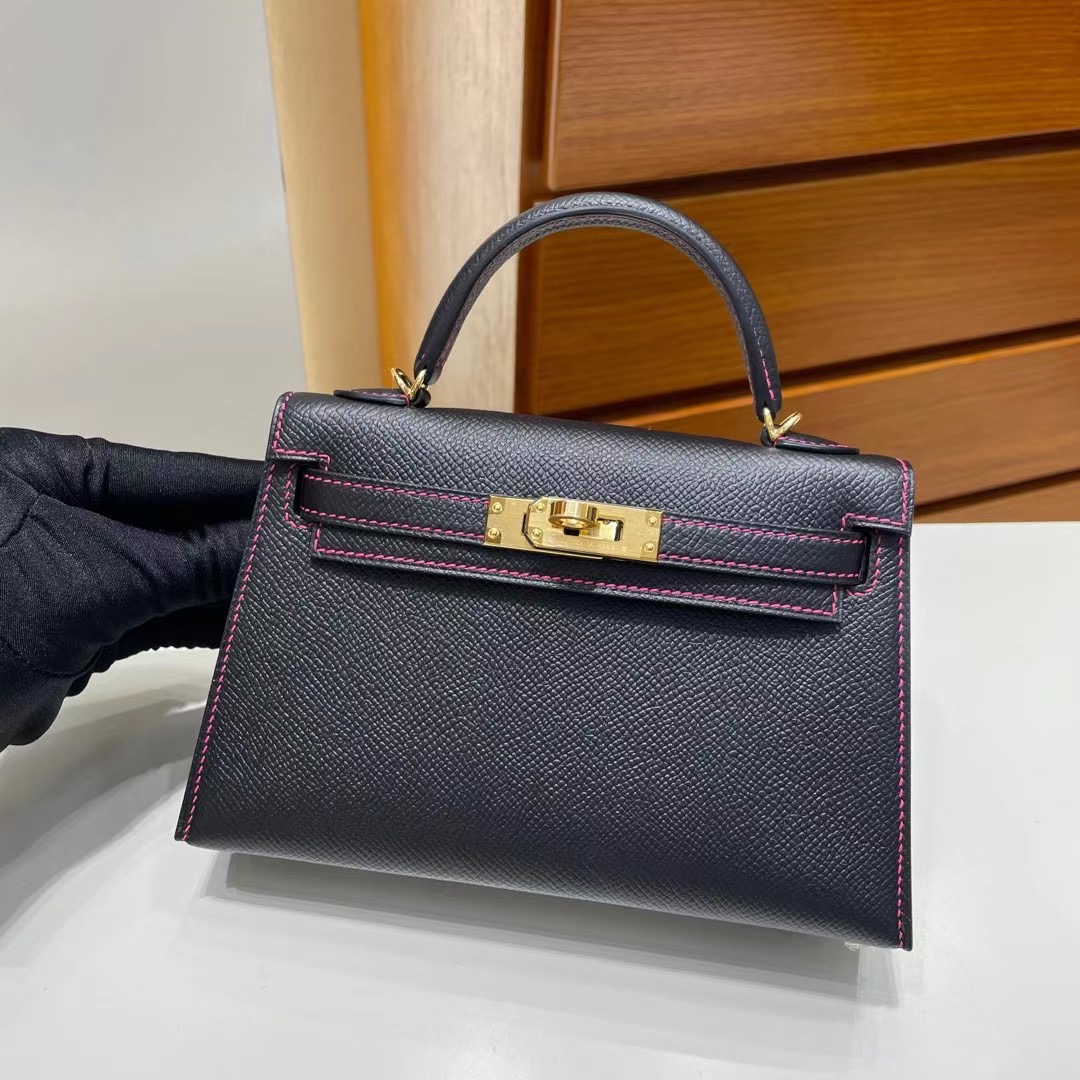 愛馬仕加拿大官網如何下單 Hermès Kelly Mini II 2代  Epsom 89 黑色 Noir 金扣