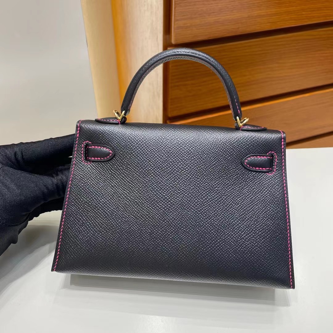 愛馬仕加拿大官網如何下單 Hermès Kelly Mini II 2代  Epsom 89 黑色 Noir 金扣