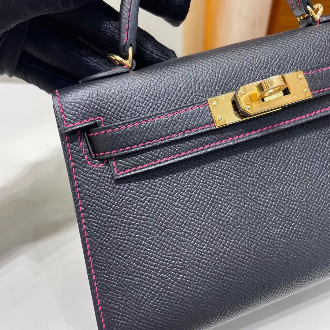 愛馬仕加拿大官網如何下單 Hermès Kelly Mini II 2代  Epsom 89 黑色 Noir 金扣