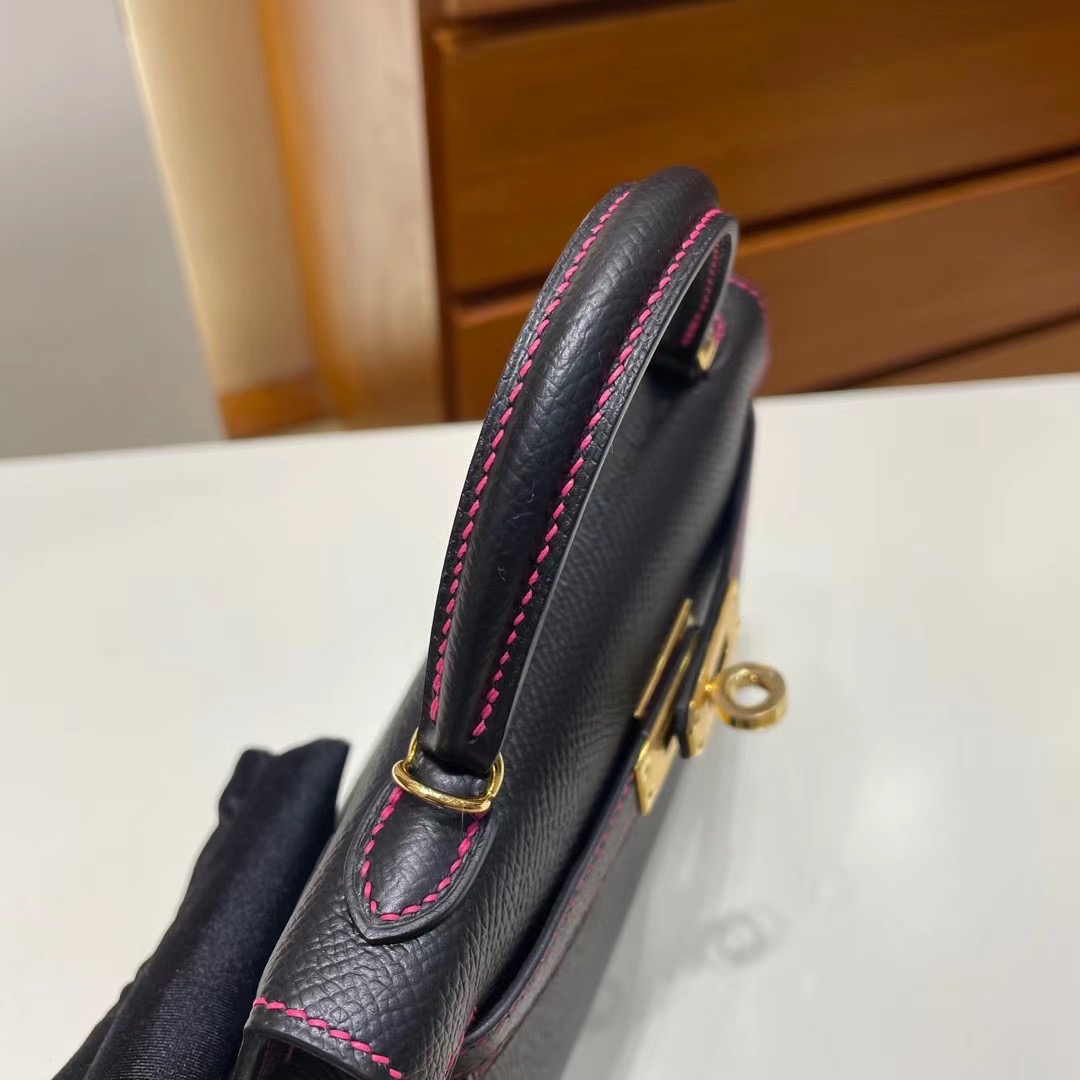 愛馬仕加拿大官網如何下單 Hermès Kelly Mini II 2代  Epsom 89 黑色 Noir 金扣