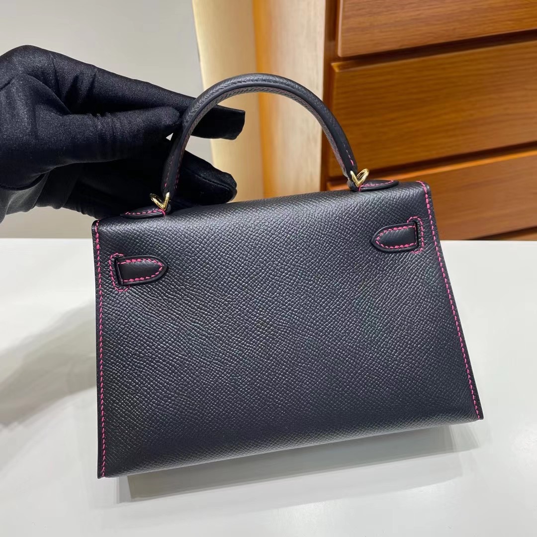 愛馬仕加拿大官網如何下單 Hermès Kelly Mini II 2代  Epsom 89 黑色 Noir 金扣