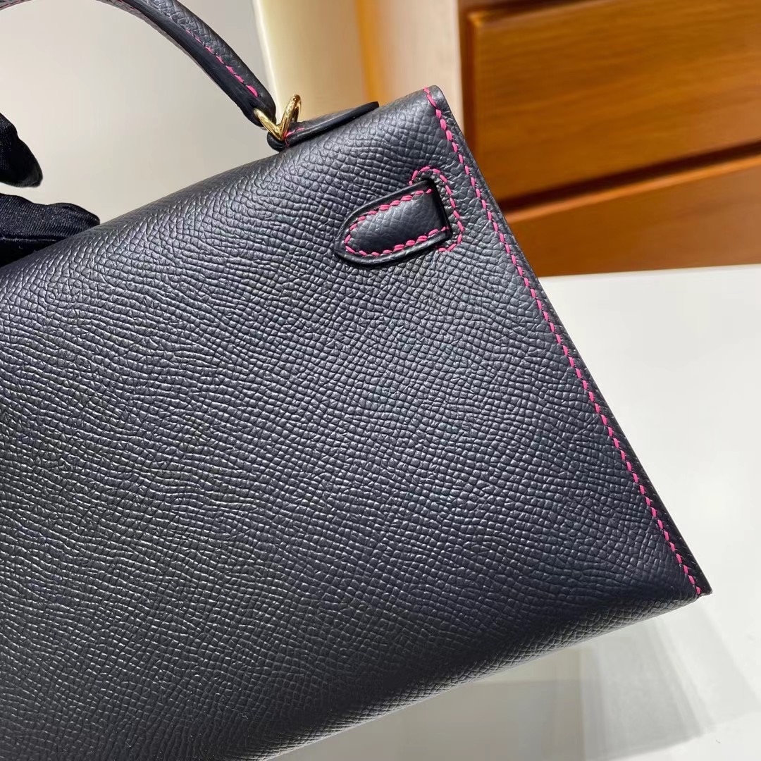 愛馬仕加拿大官網如何下單 Hermès Kelly Mini II 2代  Epsom 89 黑色 Noir 金扣