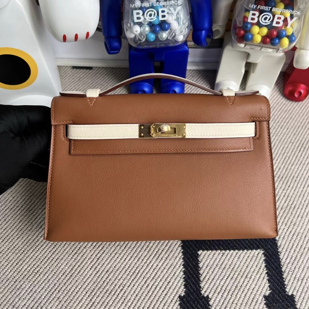 新加坡愛馬仕官網 Hermès MiniKelly Pochette Swift Gold i2 Nata 奶油白 金扣