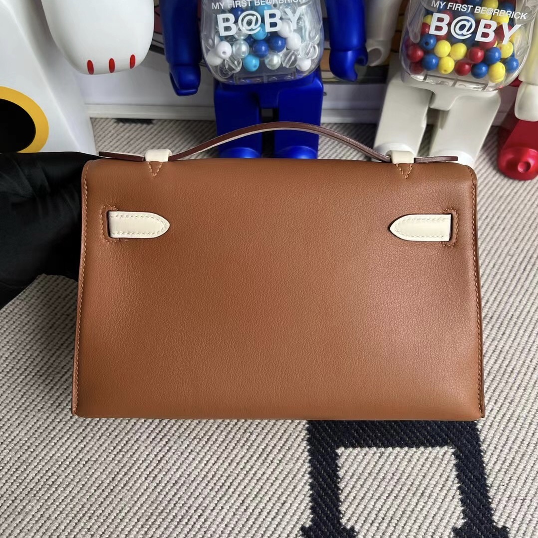 新加坡愛馬仕官網 Hermès MiniKelly Pochette Swift Gold i2 Nata 奶油白 金扣