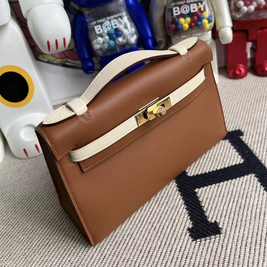 新加坡愛馬仕官網 Hermès MiniKelly Pochette Swift Gold i2 Nata 奶油白 金扣