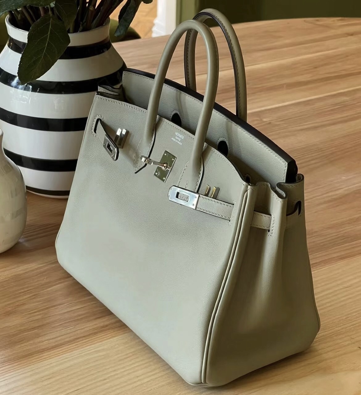 新加坡愛馬仕官網 Singapore Hermès Birkin 25 Swift  Q1 Sauge 鼠尾草綠銀扣