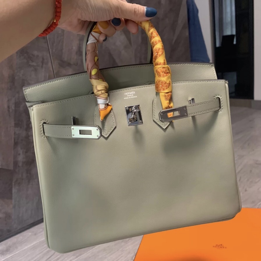 新加坡愛馬仕官網 Singapore Hermès Birkin 25 Swift  Q1 Sauge 鼠尾草綠銀扣