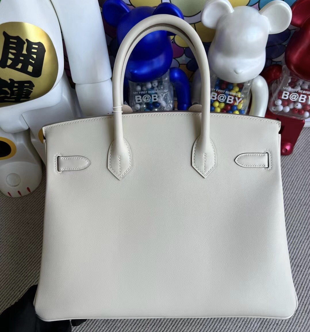 新加坡愛馬仕包包官網 Hermès Bag Birkin 30 Swift 10 Craie 奶昔白 金扣