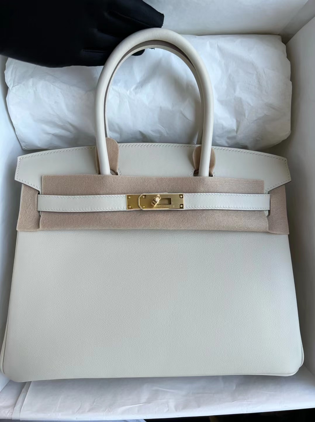 新加坡愛馬仕包包官網 Hermès Bag Birkin 30 Swift 10 Craie 奶昔白 金扣